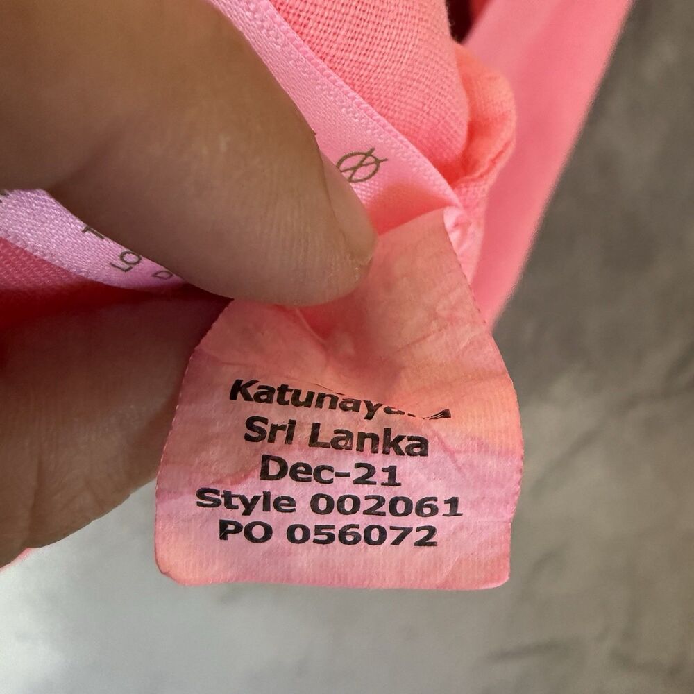 Lilly Pulitzer 100% Linen Shirt Pink S Long Sleeve Button Classic Resort Coastal - Picture 8 of 8